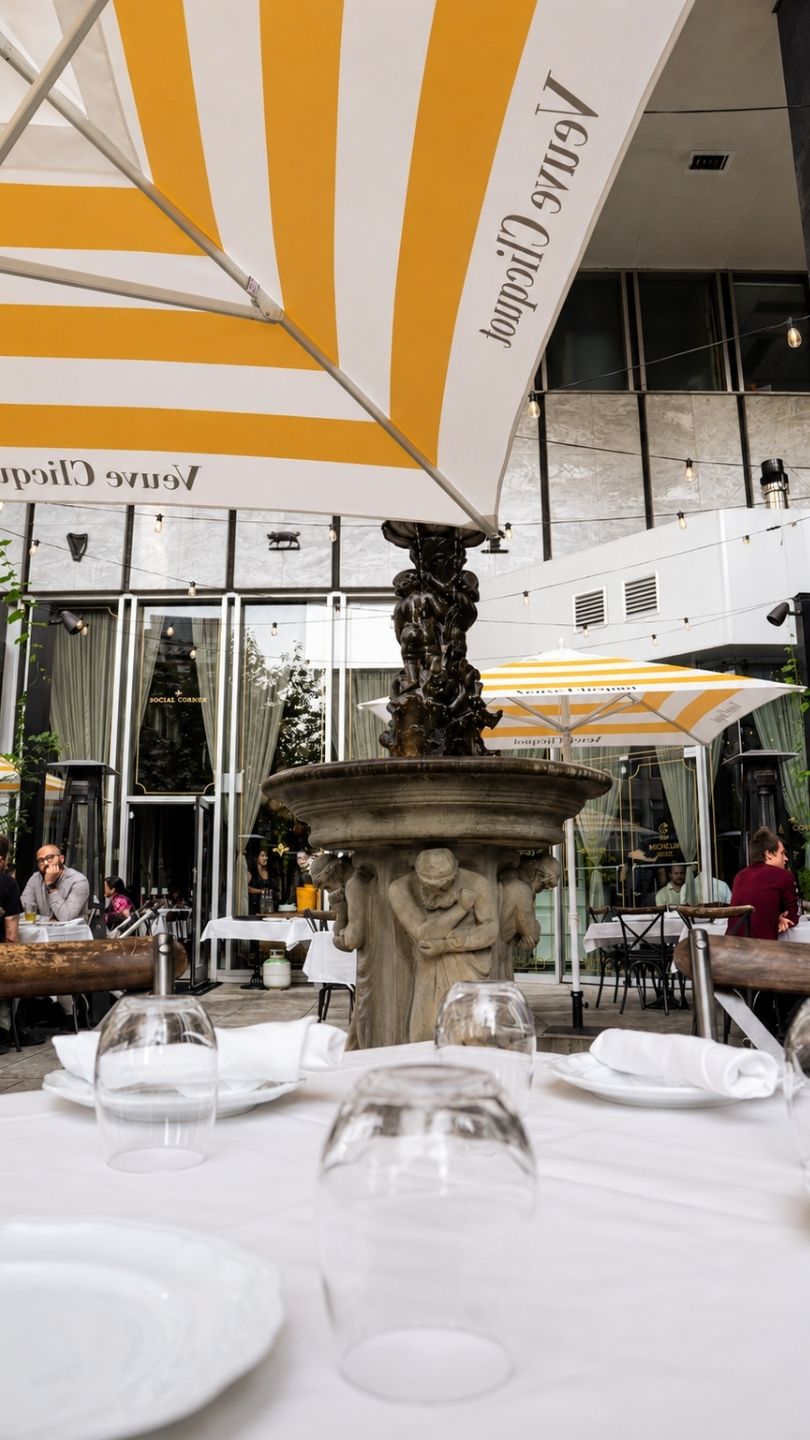Seasonal outdoor patio for private events at Social Corner Coal Harbour in Vancouver